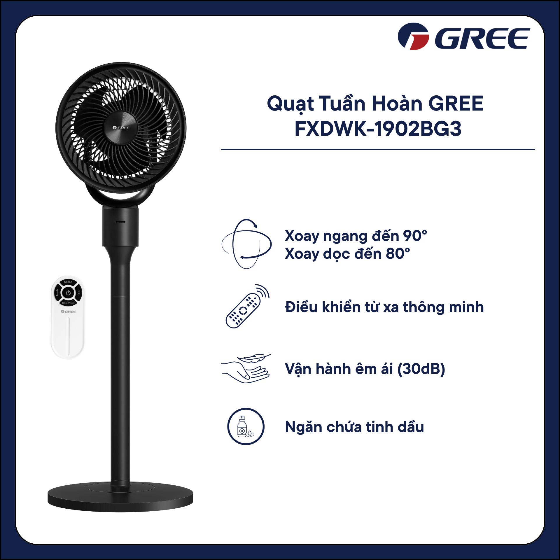 Quạt tuần hoàn Gree FXDWK-1902Bg3 - Phân phối chính hãng
