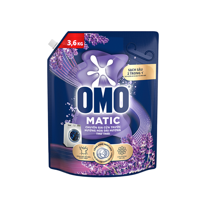 Nước giặt OMO Cửa Trước Hương Hoa Oải Hương Thư Thái 3.6kg - Phân phối chính hãng