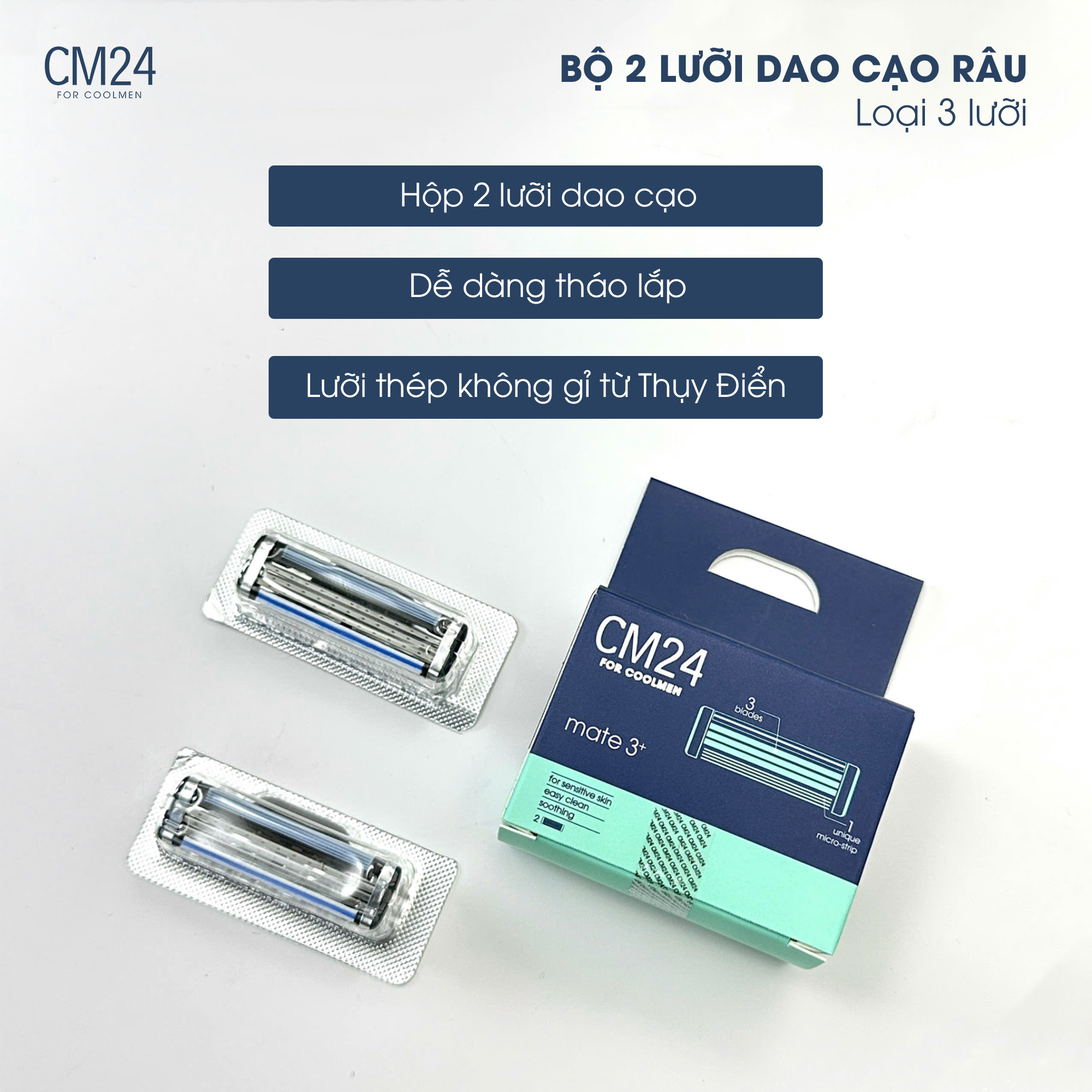 Bộ 2 lưỡi dao cạo râu CM24 3+ Kit