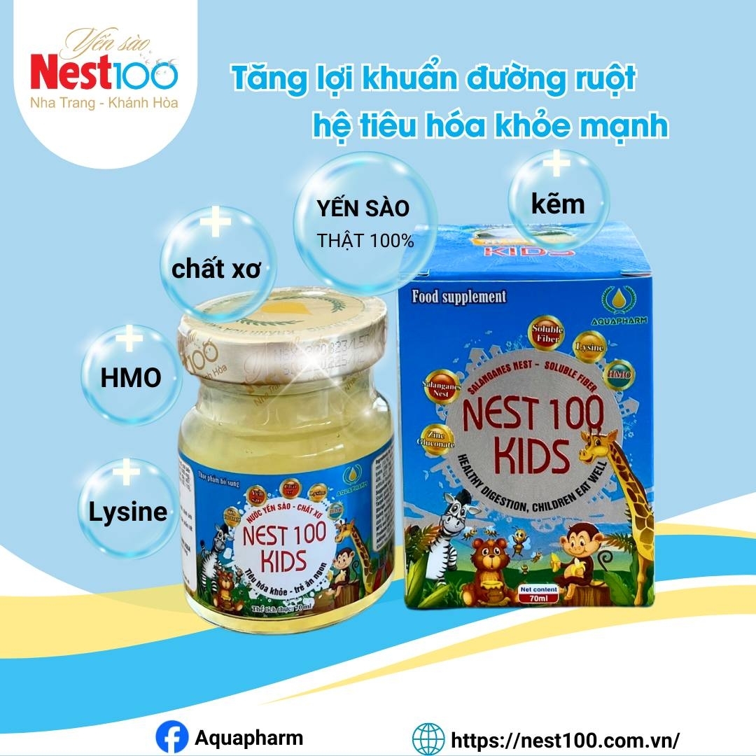 Nước Yến sào Nest100 Kids – Chất xơ tiêu hóa khỏe mạnh (6 lọ)