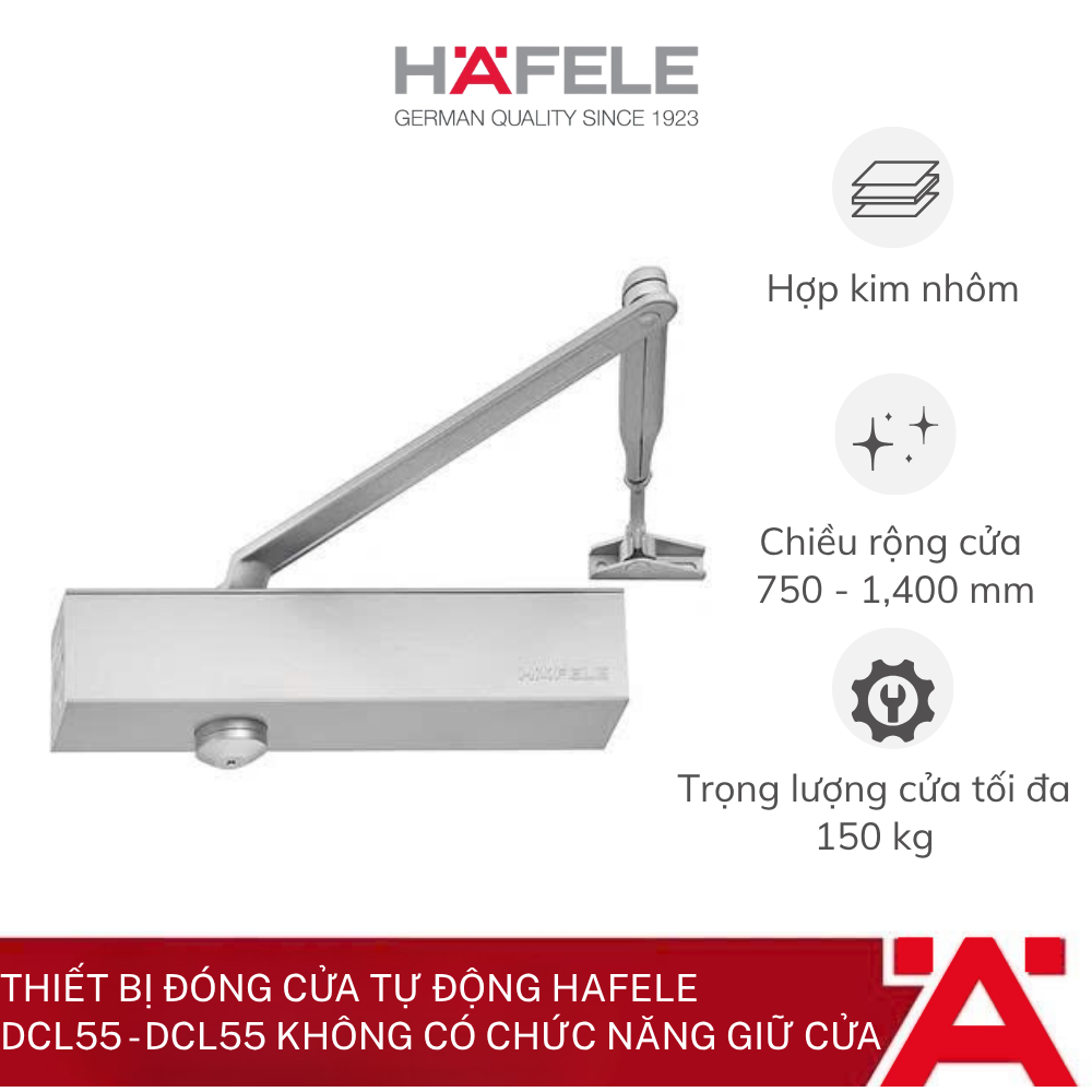 Thiết bị đóng cửa tự động Hafele DCL55 - DCL55 không có chức năng giữ cửa 931.84.769 - Phân phối chính hãng