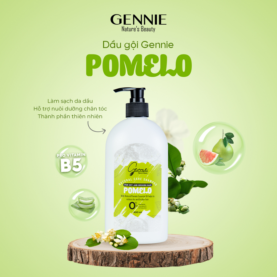 Dầu gội Gennie Natural Care tinh dầu Bưởi dành cho tóc khô và dễ gãy 400ml - 2