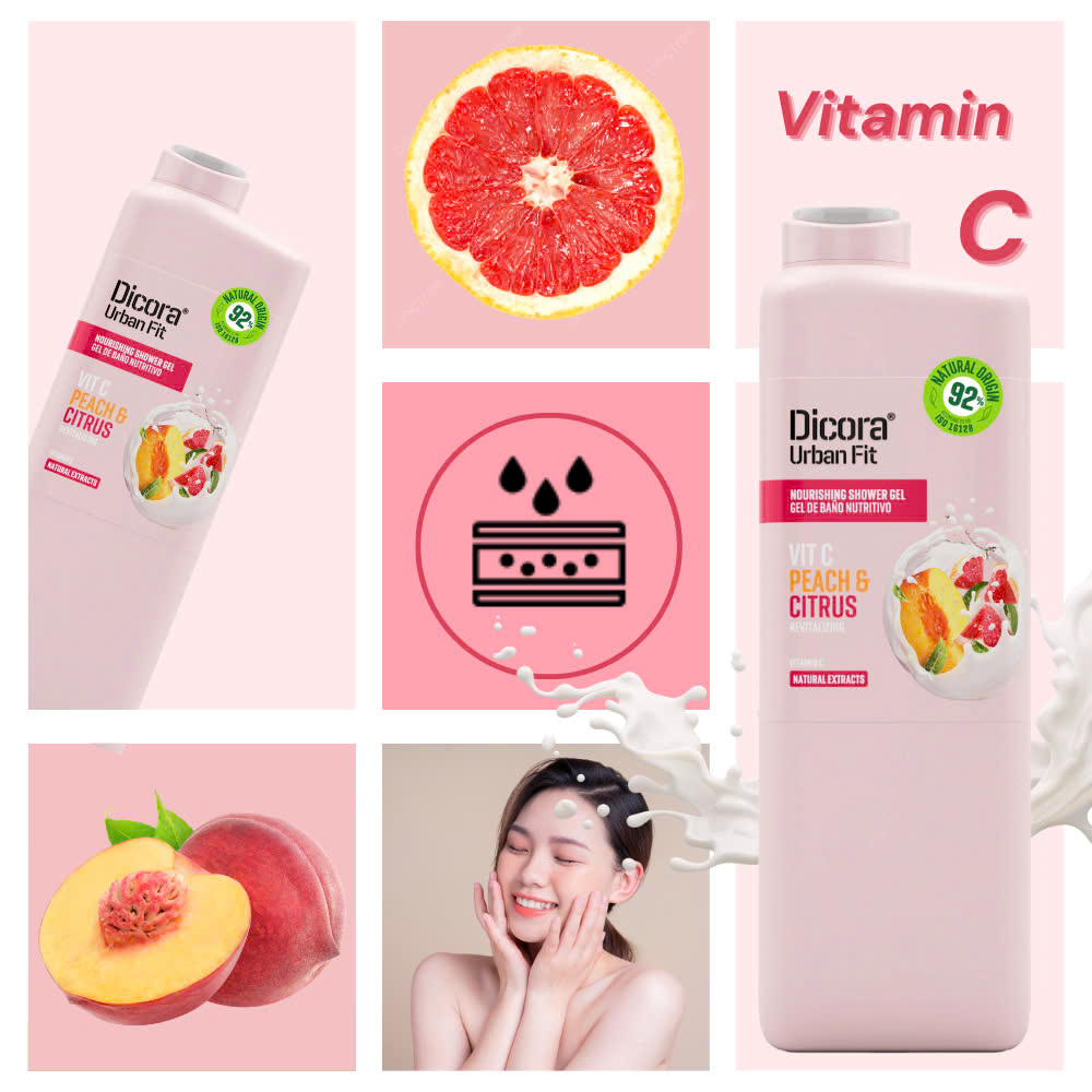 Sữa tắm DICORA URBAN FIT vitamin C hương cam quýt và đào 750ml