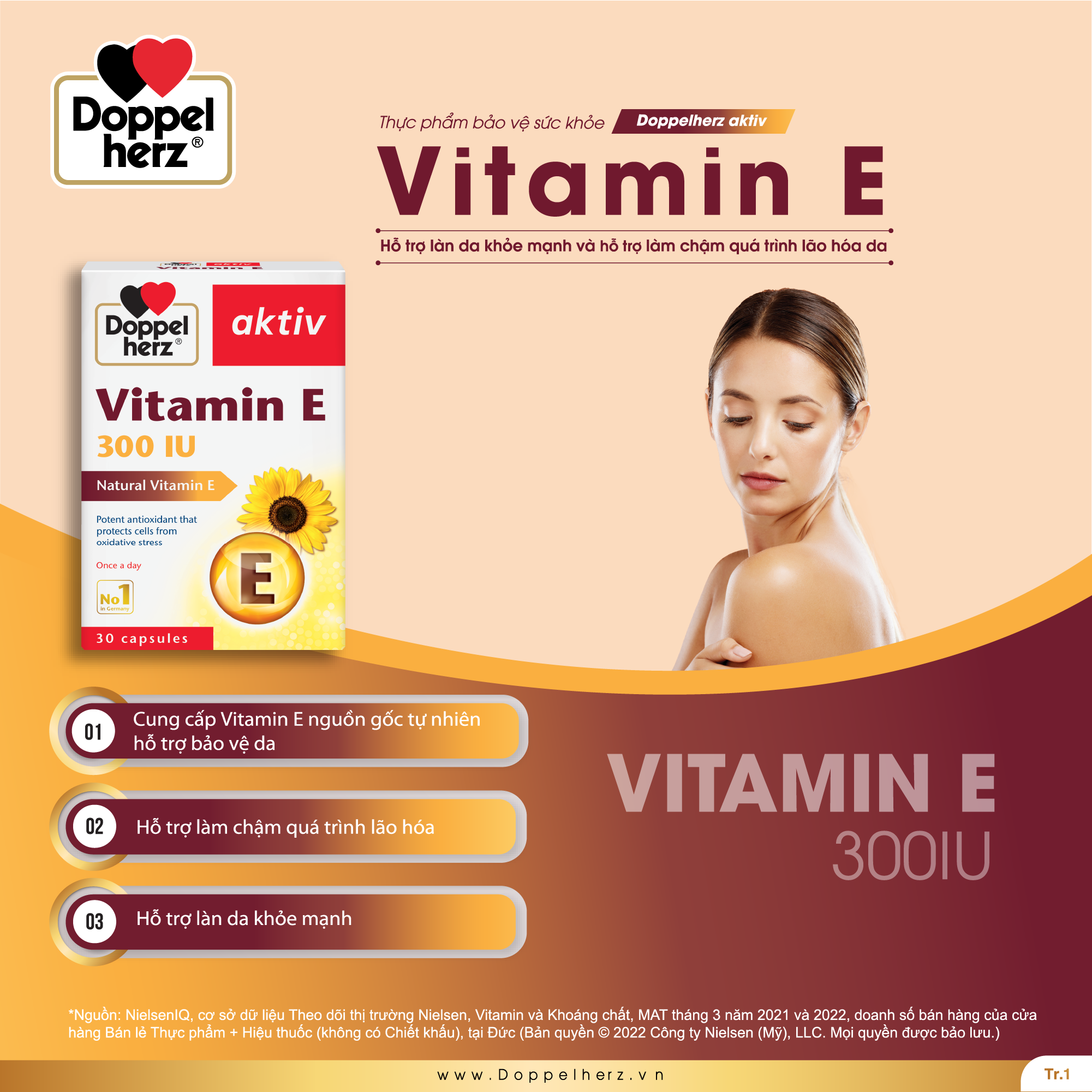 TPBVSK Doppelherz Aktiv Vitamin E hỗ trợ làm chậm quá trình lão hóa