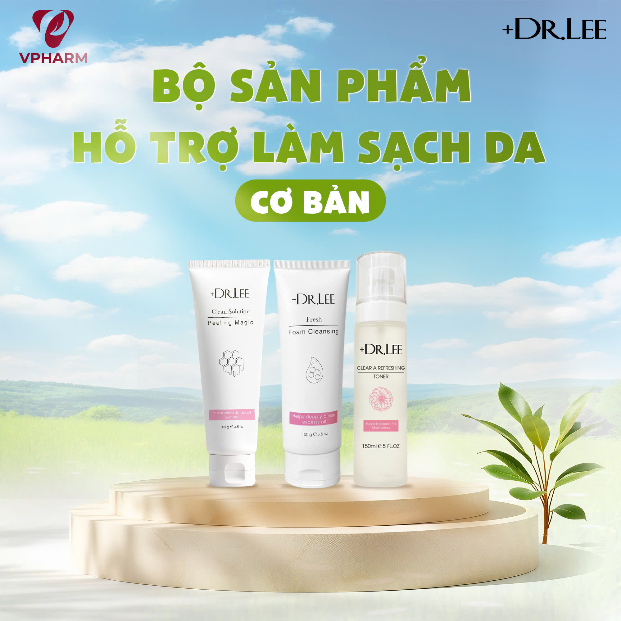 Bộ sản phẩm hỗ trợ làm sạch da cơ bản +Dr.lee - 2