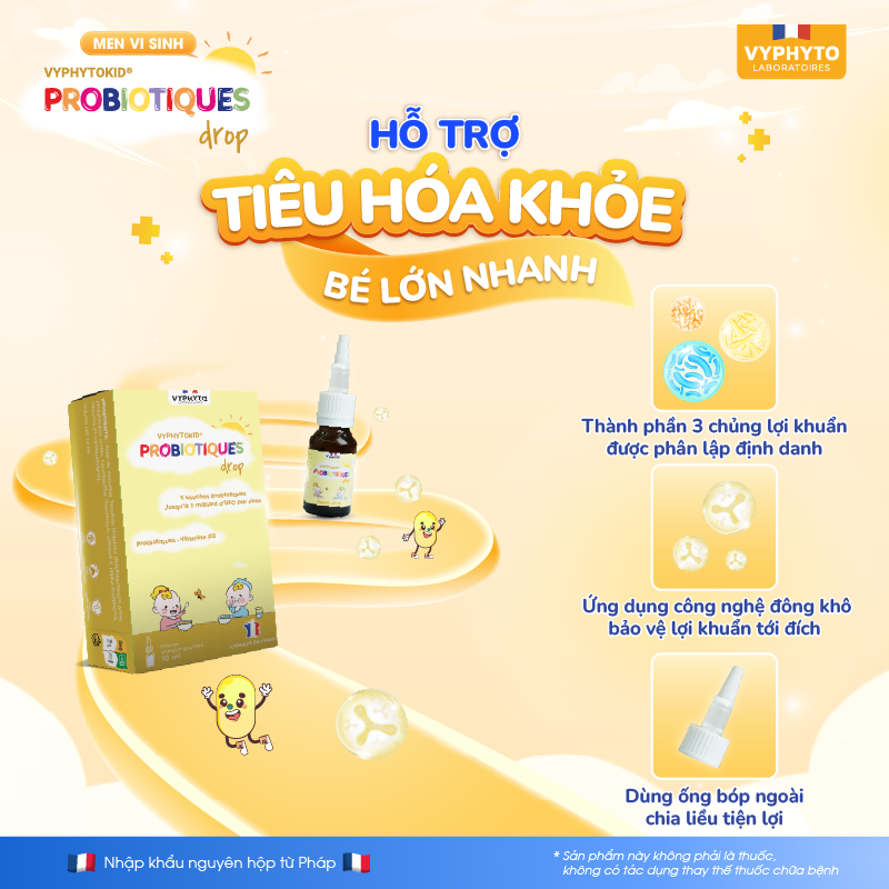 Thực phẩm bảo vệ sức khỏe VYPHYTOKID PROBIOTIQUES drop hỗ trợ bổ sung lợi khuẩn