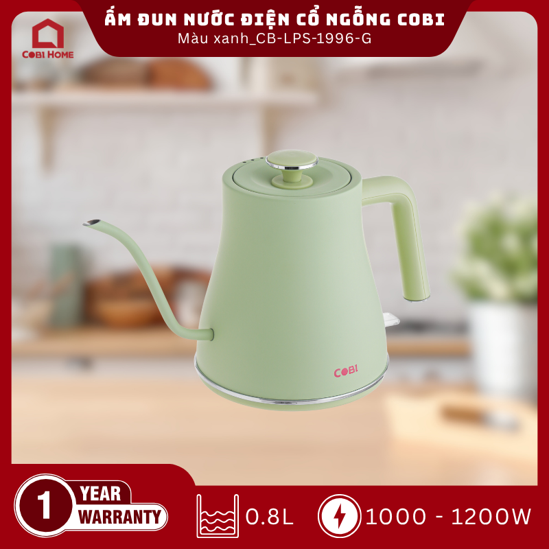Ấm đun nước điện cổ ngỗng COBI màu xanh 0.8L_CB-LPS-1996-G_341717 - Phân phối chính hãng