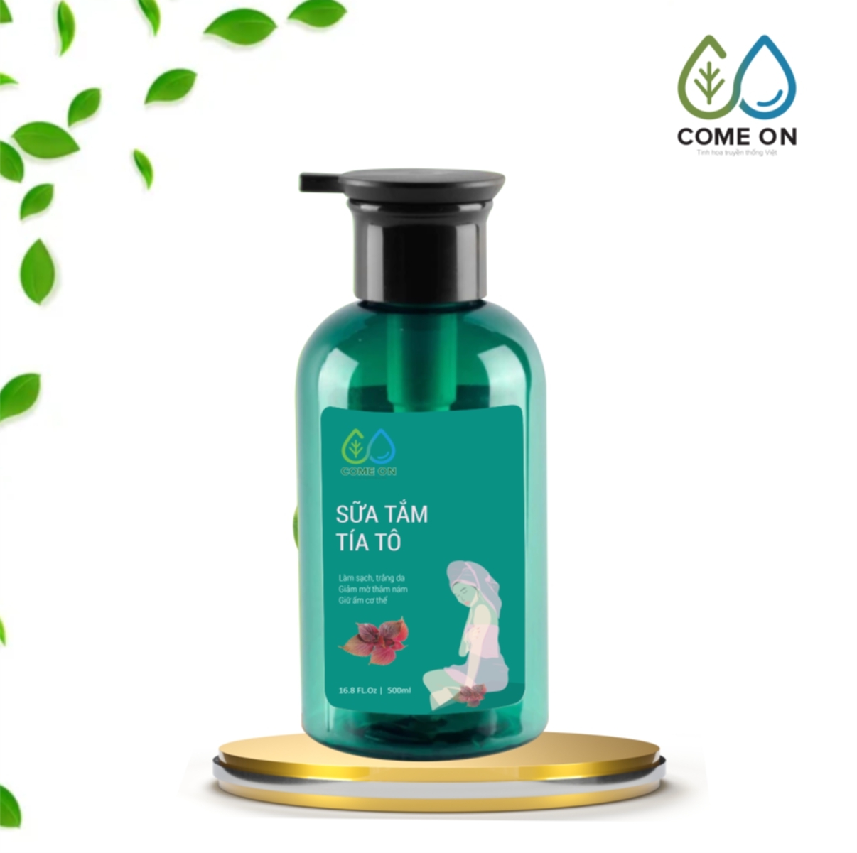 Sữa tắm tía tô COME ON cấp ẩm, dưỡng da, sạch mụn lưng 500ml
