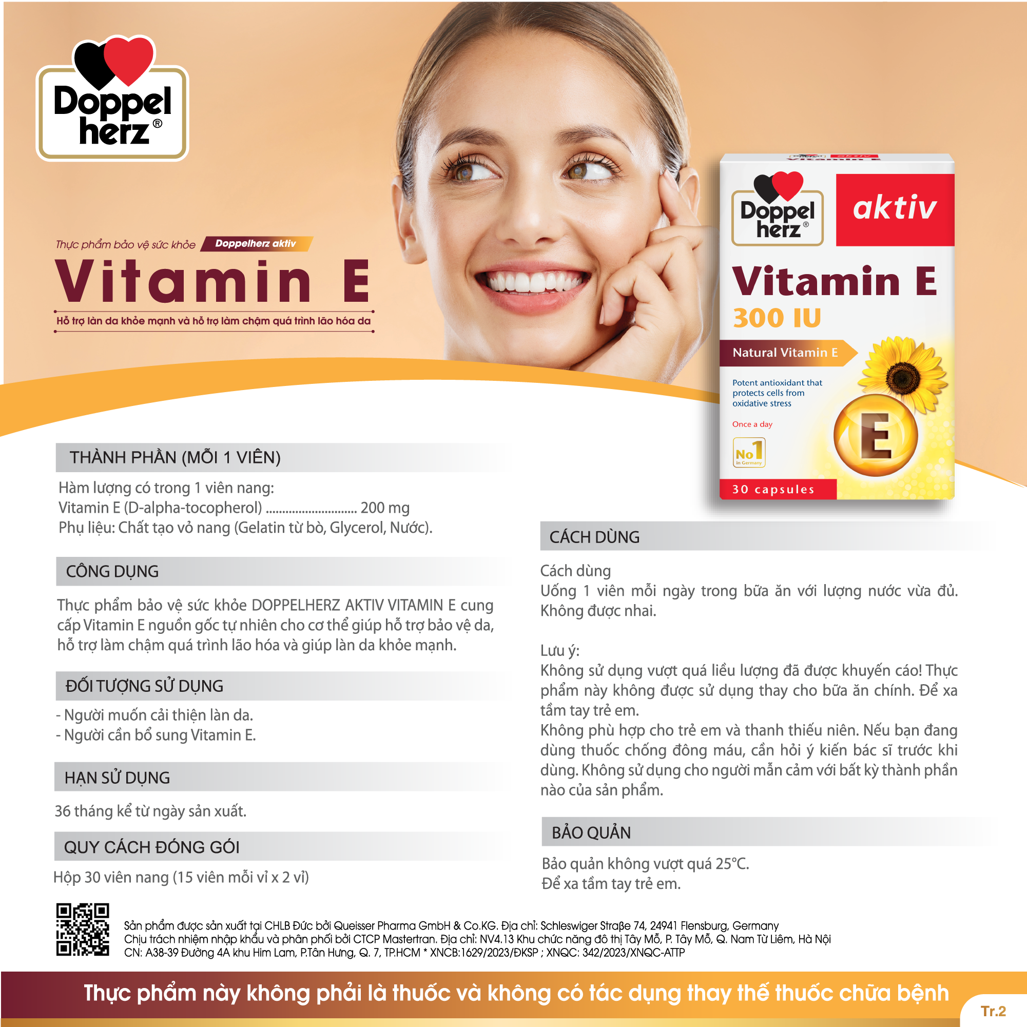 TPBVSK Doppelherz Aktiv Vitamin E hỗ trợ làm chậm quá trình lão hóa