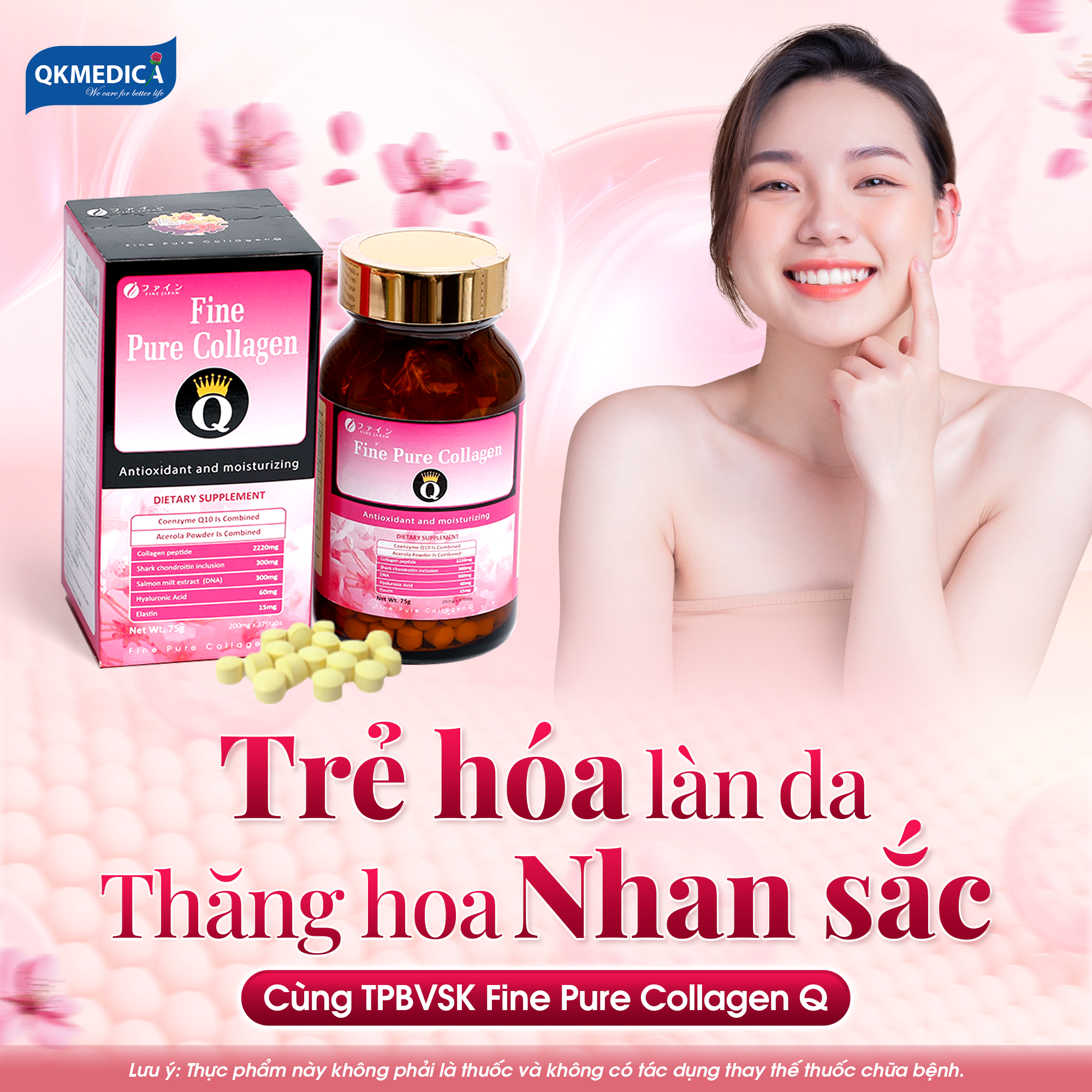 Thực phẩm bảo vệ sức khỏe Fine Pure Collagen Q (hộp 375 viên) - Phân phối chính hãng