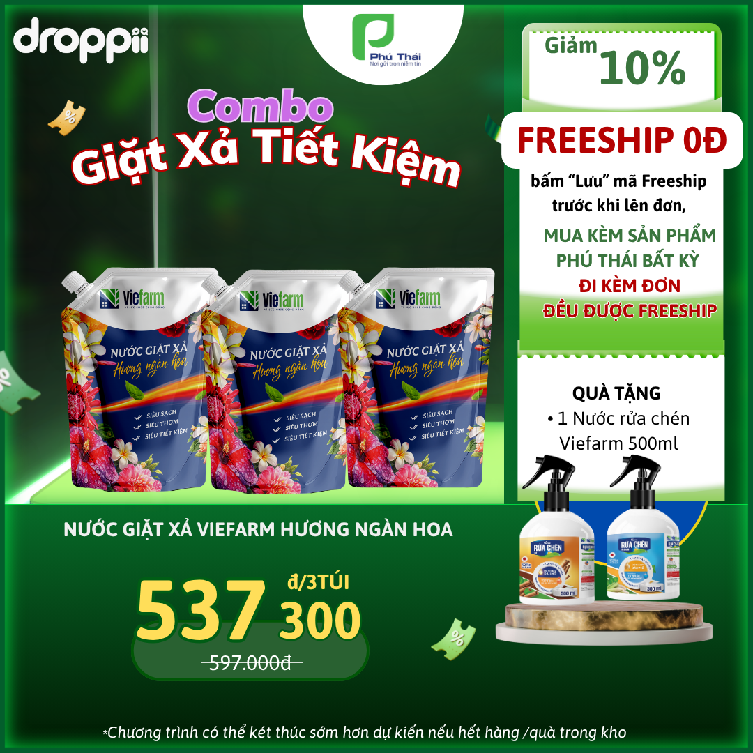 Nước giặt xả hương ngàn hoa VIEFARM (túi 3,4kg) - 2