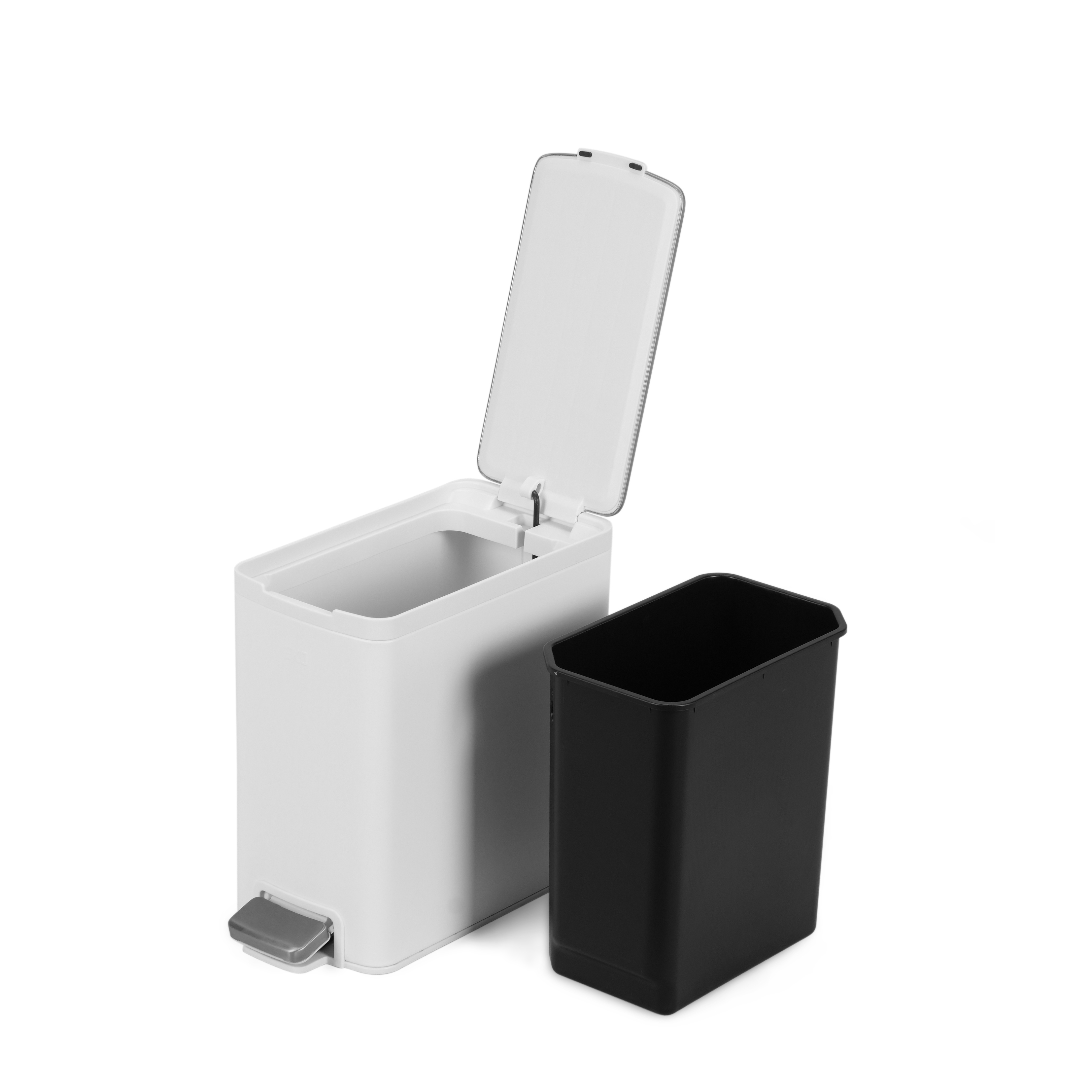 Thùng rác inox 8L nắp bật, chống ồn Eko - Trắng_384620 - 4