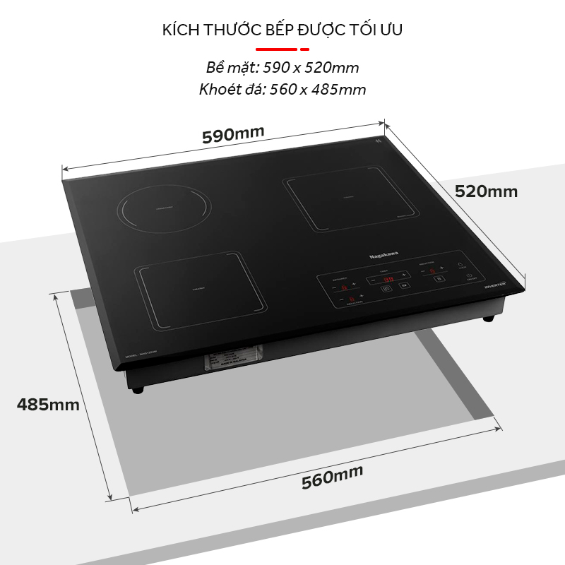 Bếp ba 2 điện từ 1 hồng ngoại Nagakawa NAG1253M