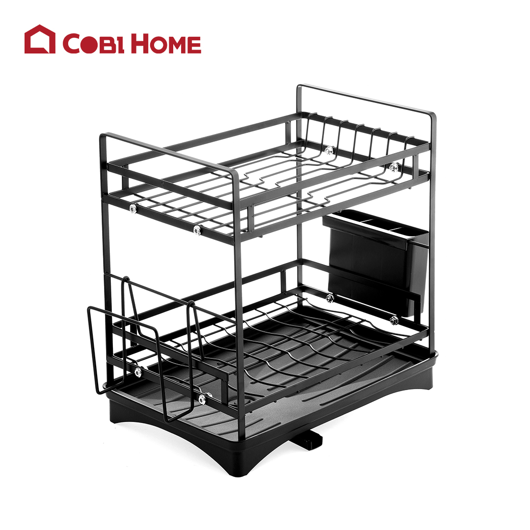 Kệ úp đa năng 2 tầng kèm khay hứng nước - Đen_342590
