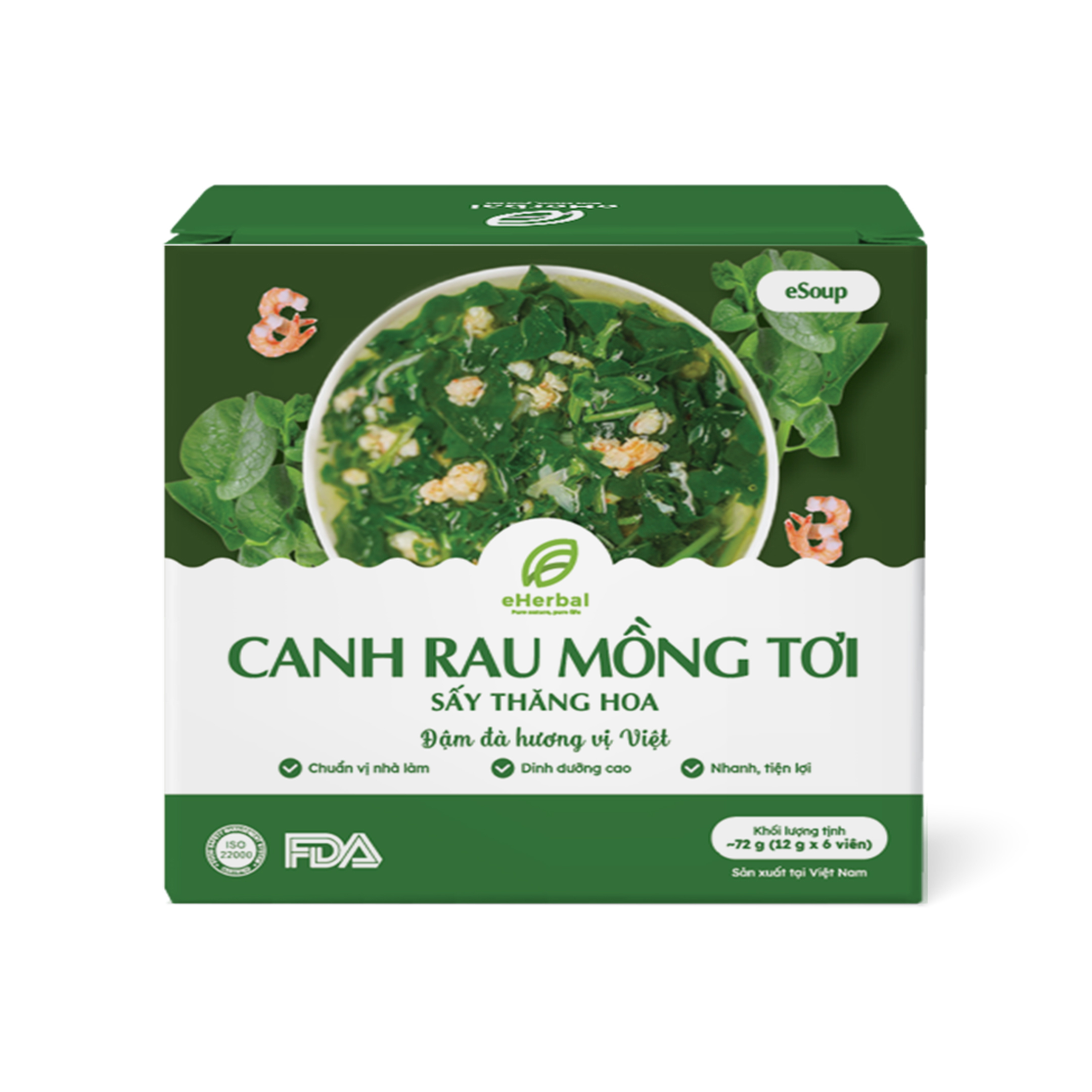 Canh rau mồng tơi sấy thăng hoa eSoup