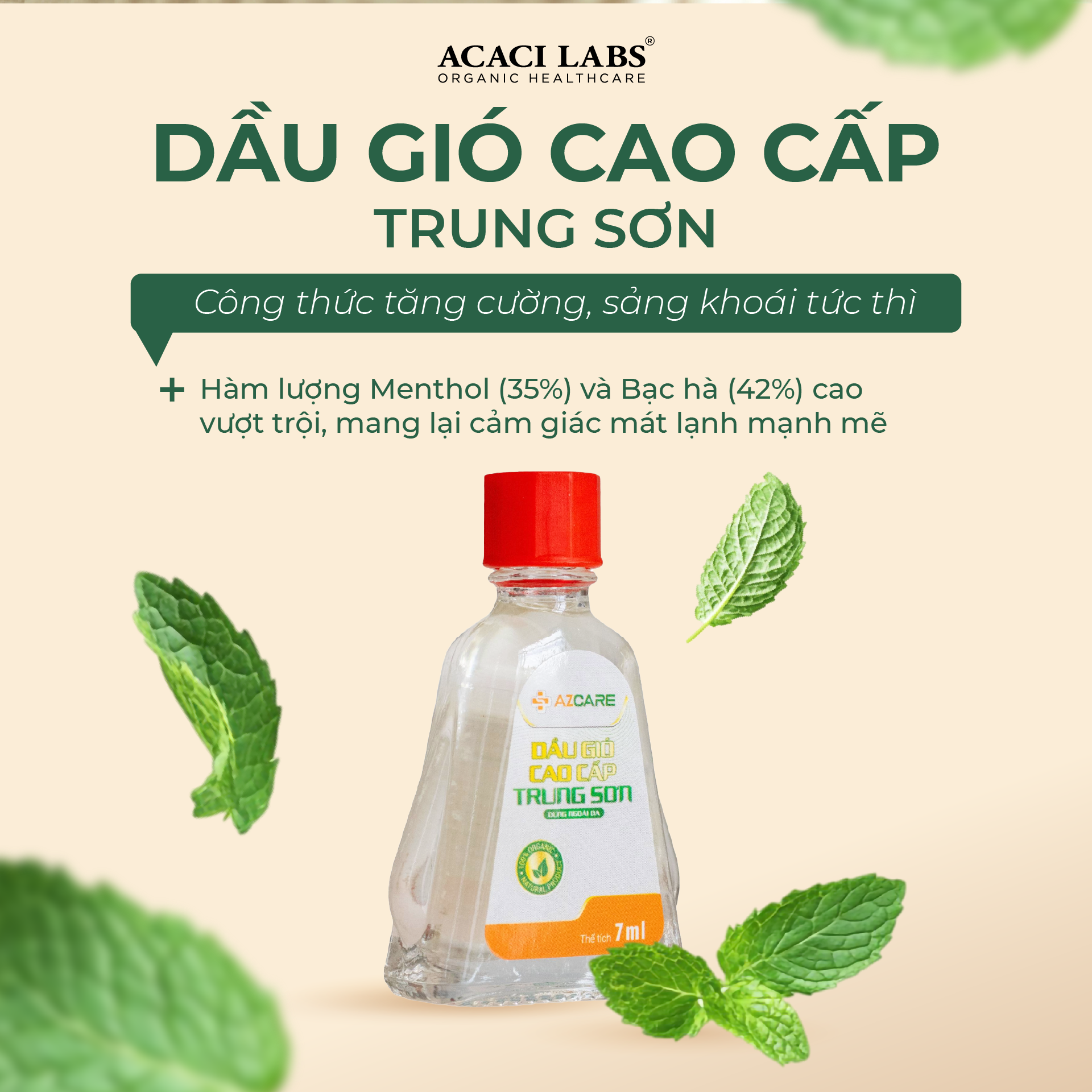 Dầu gió cao cấp Trung Sơn chai 7ml (Hỗ trợ giảm nhức đầu, say tàu xe, chóng mặt, ngạt mũi) - Phân phối chính hãng