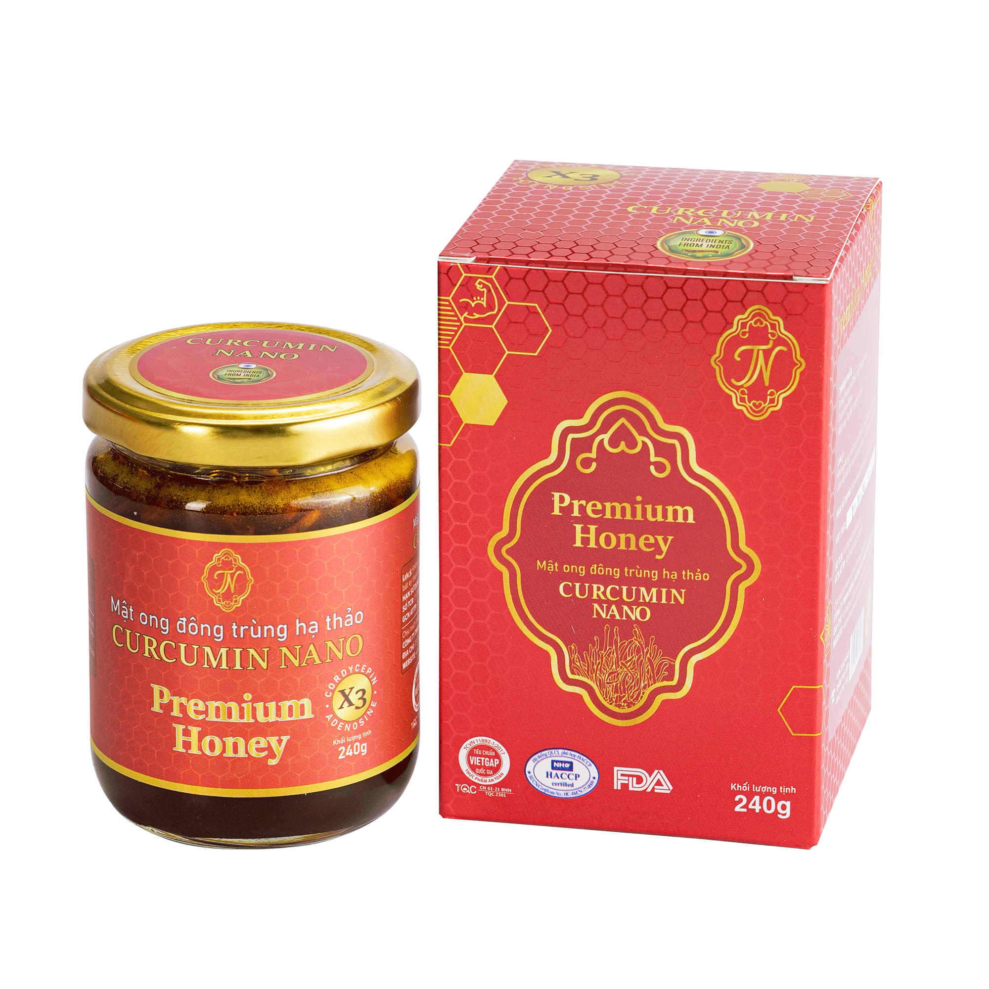 Mật ong đông trùng hạ thảo Curcumin Nano (Hũ 240g)
