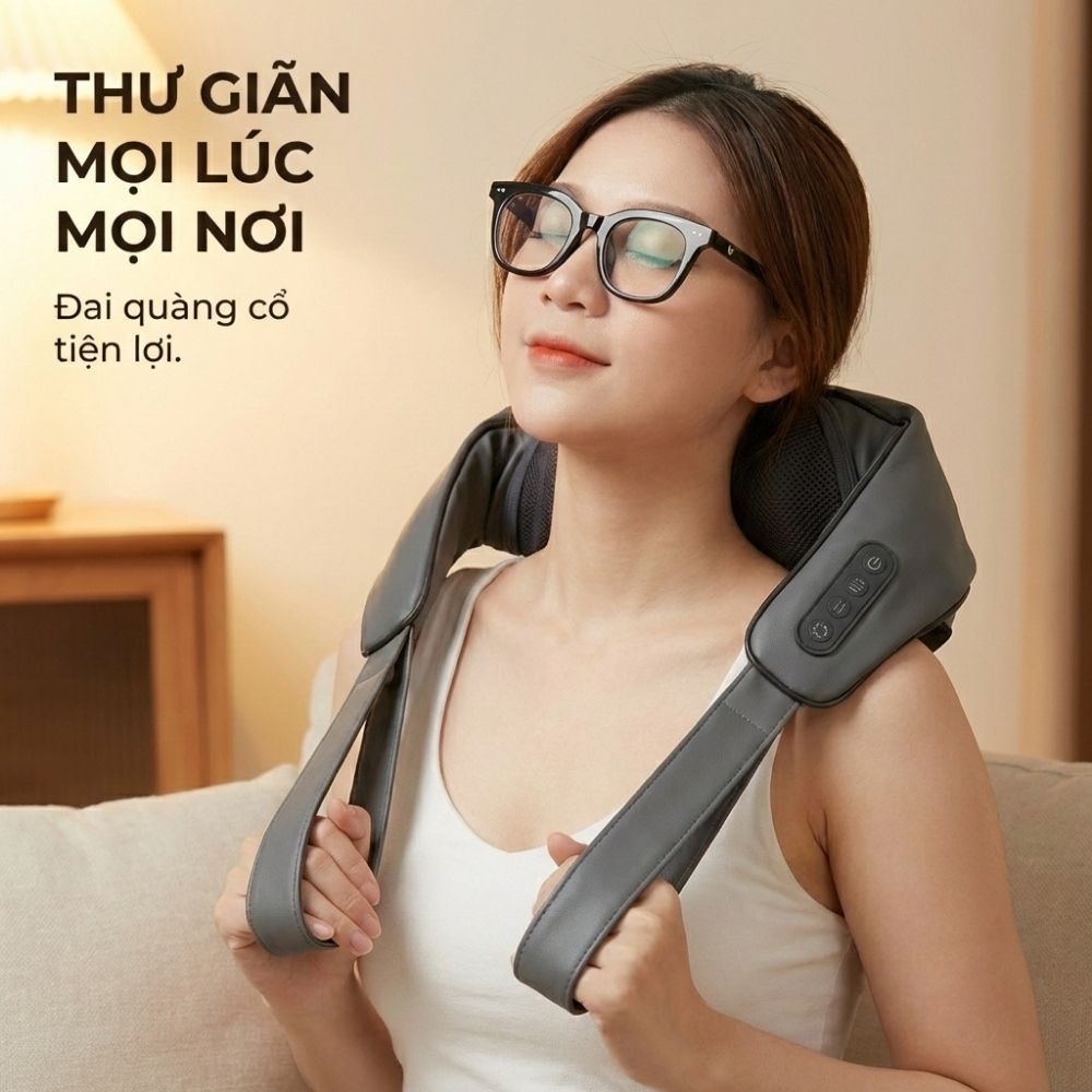 Máy massage cổ vay gáy 4D Kachi MK395 mô phỏng bàn tay người, không dây tiện lợi - 10