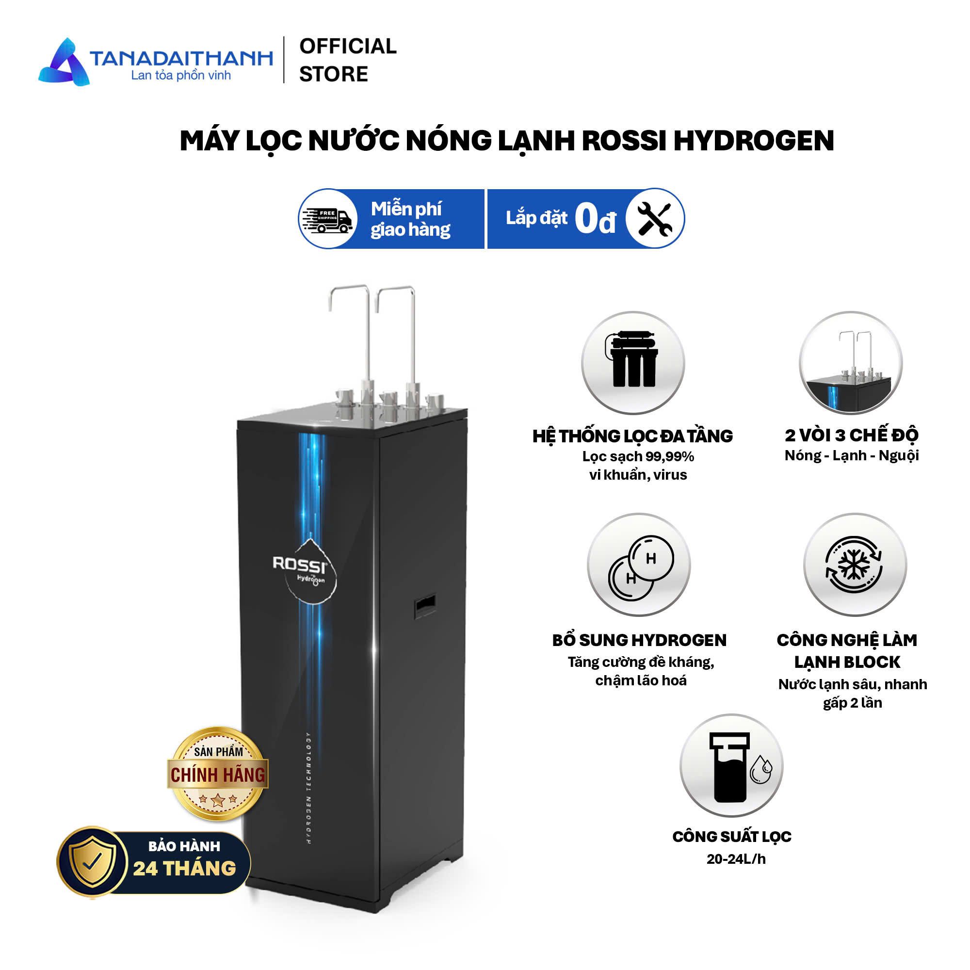 Máy lọc nước RO Rossi Hydrogen TA-112S1 - 12 lõi