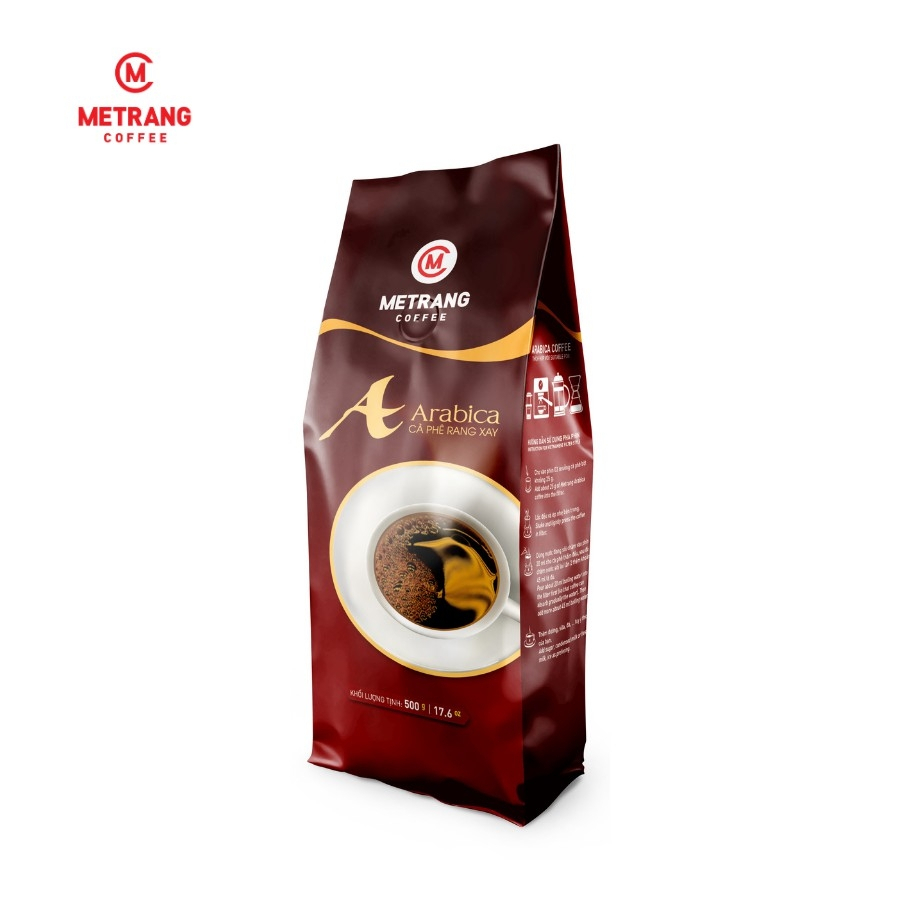 Cà phê Bột Arabica rang xay nguyên chất Mê Trang Túi 500g- Hương thơm tinh tế, vị chua thanh, hậu ngọt dịu