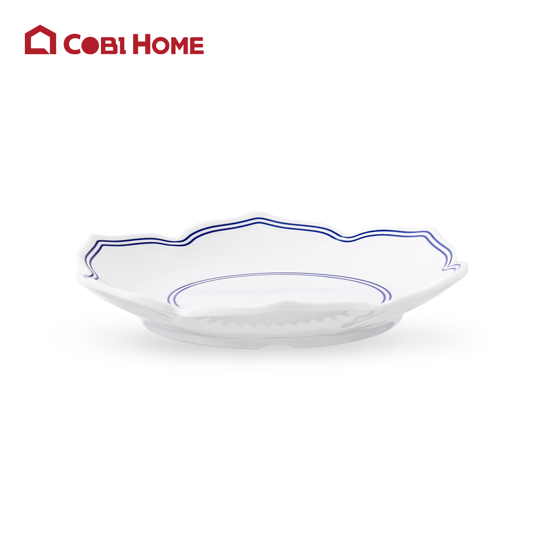 Dĩa Yangge trắng vân xanh hình hoa Size 17.6cm_378033_JMC411-YHL