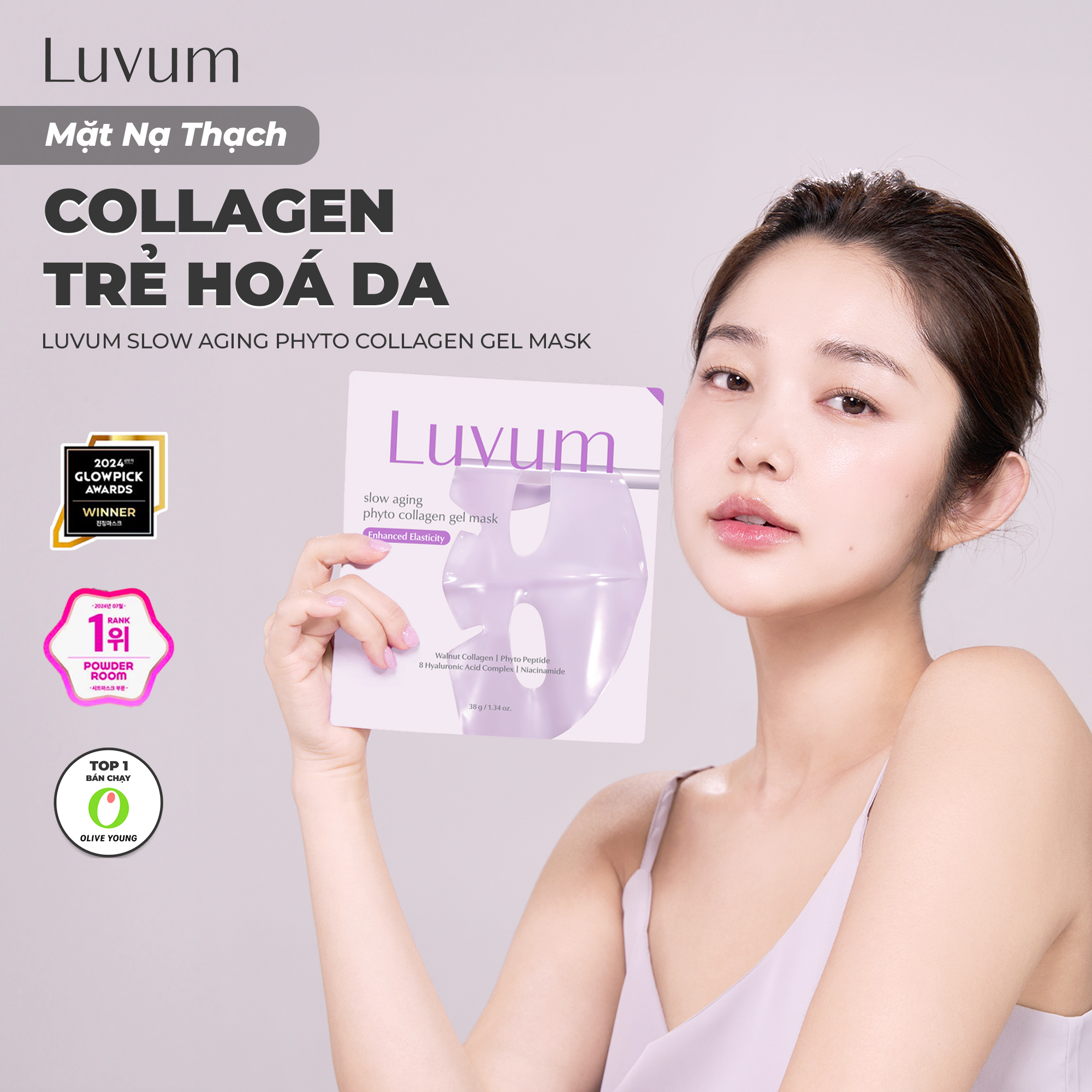 Mặt nạ thạch collagen LUVUM Slow Aging Phyto Collagen Gel Mask (hộp 5 miếng x 38g)