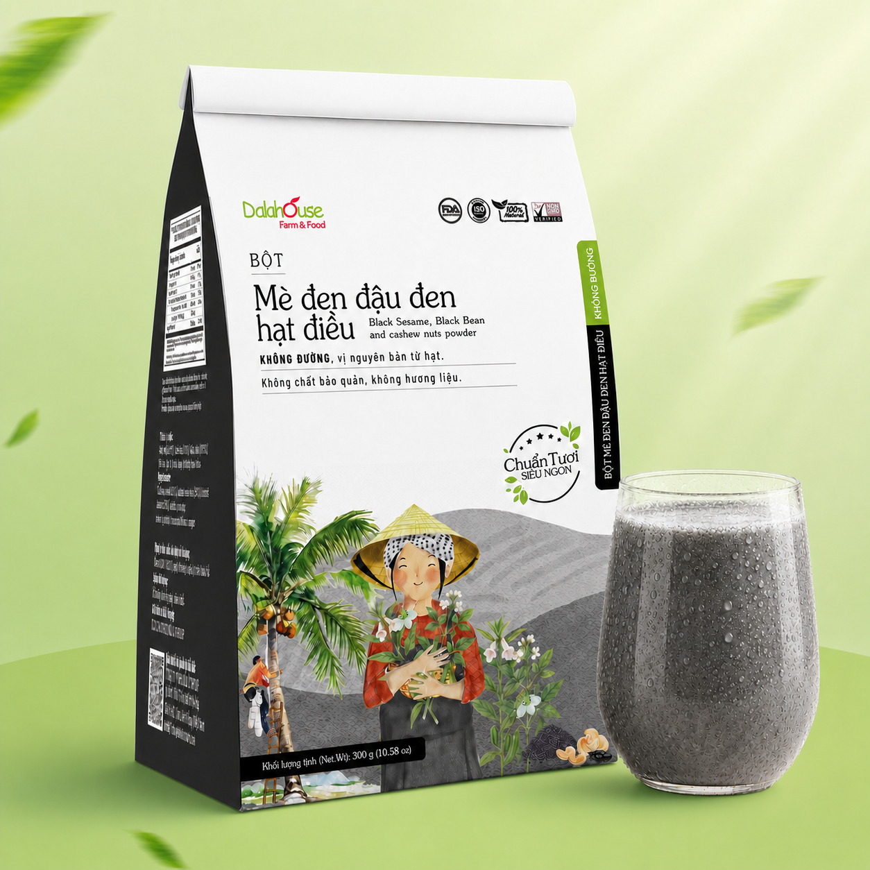 Bột Mè Đen Đậu Đen Hạt Điều Dalahouse Không Đường 300g - Phân phối chính hãng