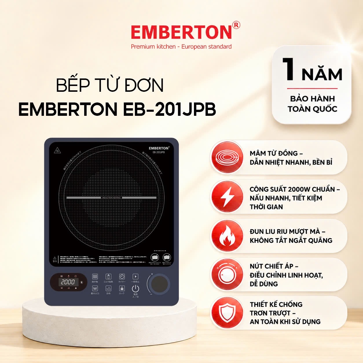 Bếp điện từ đơn Emberton EB 201JPB