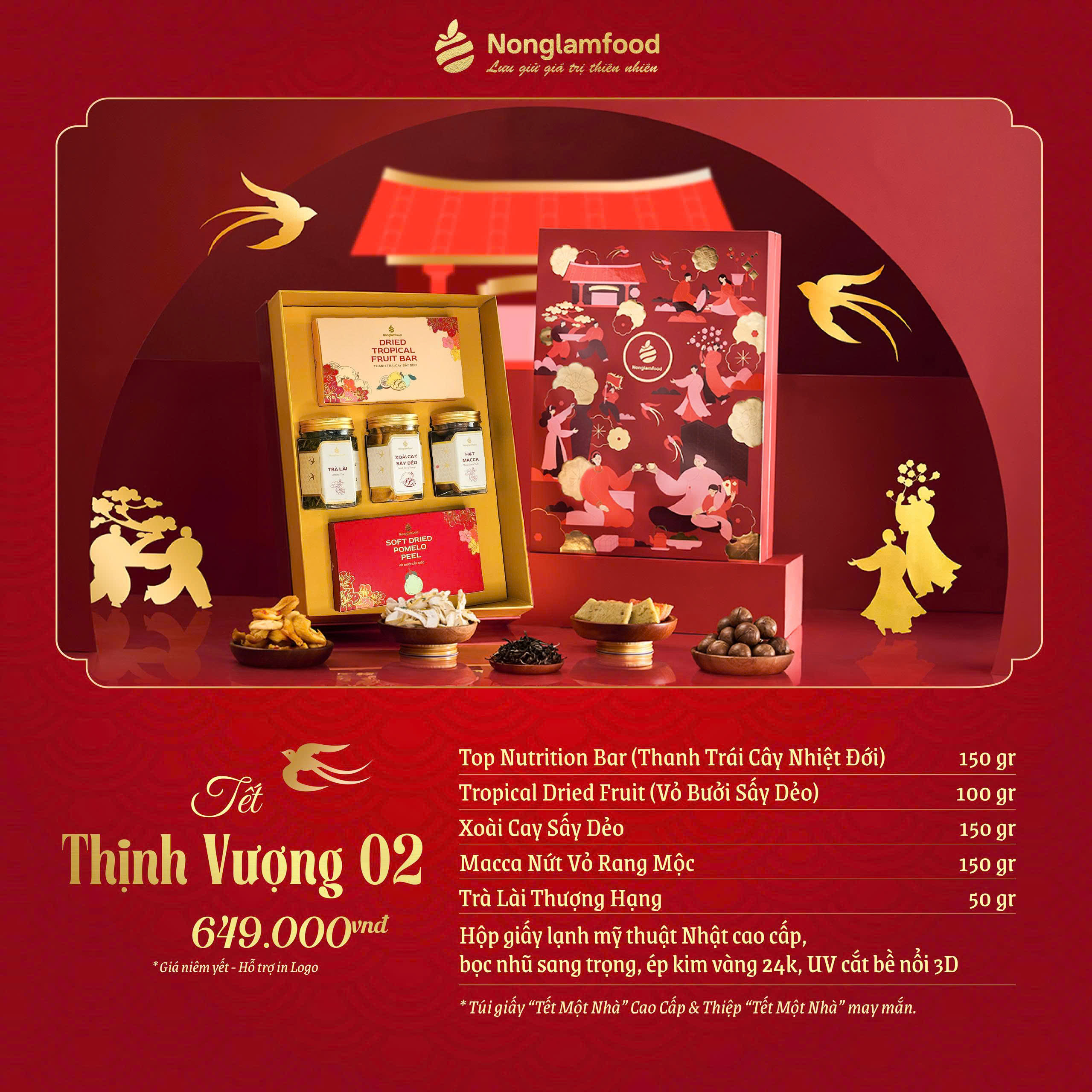 Hộp Quà Tết 2026 - Tết Thịnh Vượng 02 (kèm túi) - Phân phối chính hãng