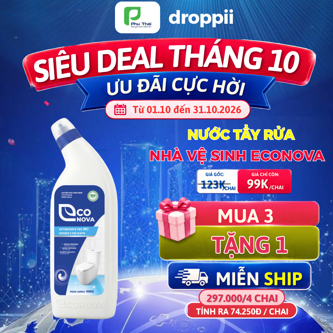 Tặng 1 Nước tẩy rửa nhà vệ sinh Econova (Chai 900g)