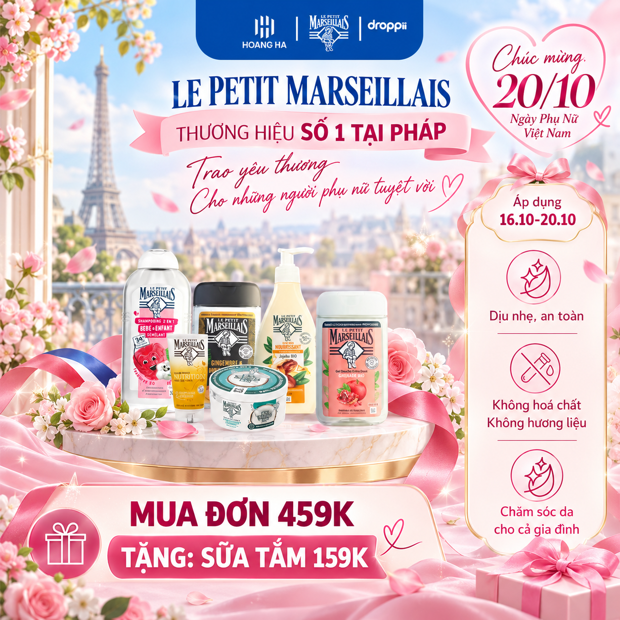 Johnson&Johnson: Mua  đơn hàng từ 459k tặng sữa tắm 159k