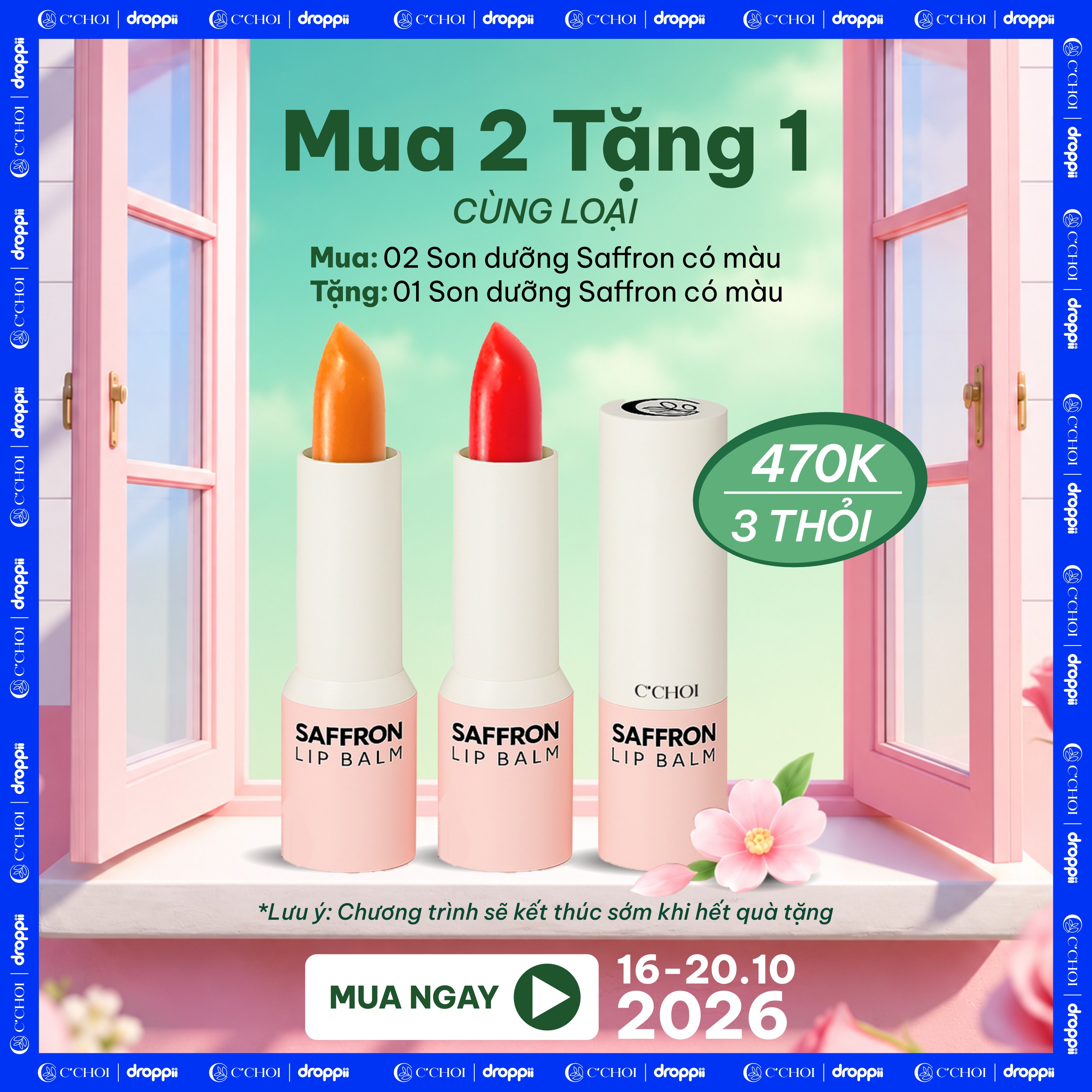 Mua 2 tặng 1 Son dưỡng saffron có màu