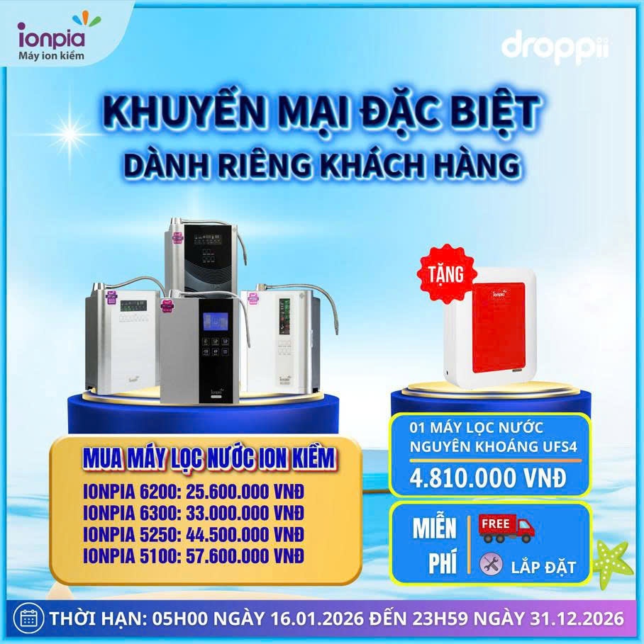 Tặng 1 Máy lọc nước nguyên khoáng có bơm IONPIA ION-UFS4